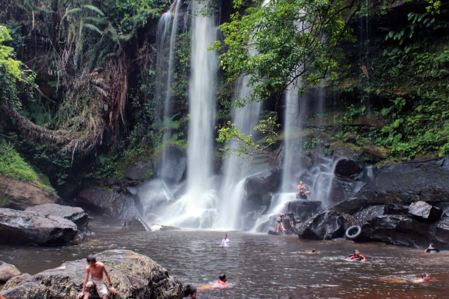 Kulen Waterfall: Rise and Shine with Cliff, Village w/ Guide - Reclining Buddha: Sacred Sculpture With a Guided Read