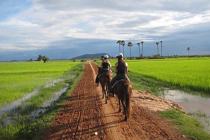 Siem Reap Happy Horse Riding Free Pick-up & Drop-off - The views you’re really going to remember: rice fields and a golden pagoda